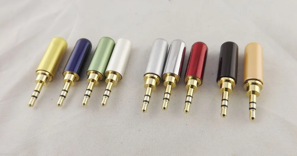 5pcs Gold 2.5mm 3Pole Stereo Male Repair Headphone Metal Audio Earphone Connector white/black/Blue/Dark red/gold/orange/silver..