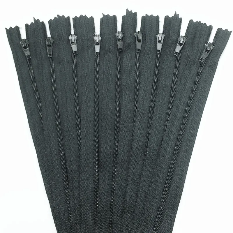 10pcs black color 3# 15/20/25/30/35/40/45/50/55/60CM (6-24inch) Closed Nylon Coil Zippers Tailor Sewing Craft