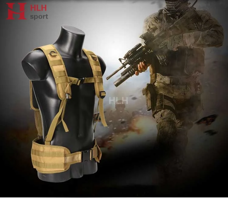 Adjustable Waist Belt Padded Combat with H-shaped Suspender Shoulder Belt Tactical Molle Vest Waist Support