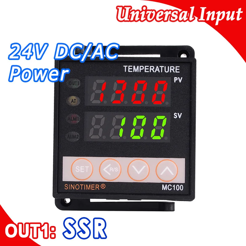 PID Temperature Controller Digital Thermostat Regulator in 24V DC AC Output for SSR Thermocouple K or J Sensor Input Voltage