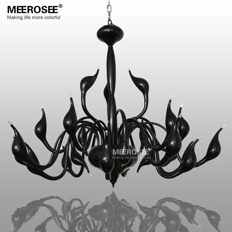 Modern White Swan Chandelier Light Fixture Lighting Fitting Black Romantic Swan Hanging Suspension