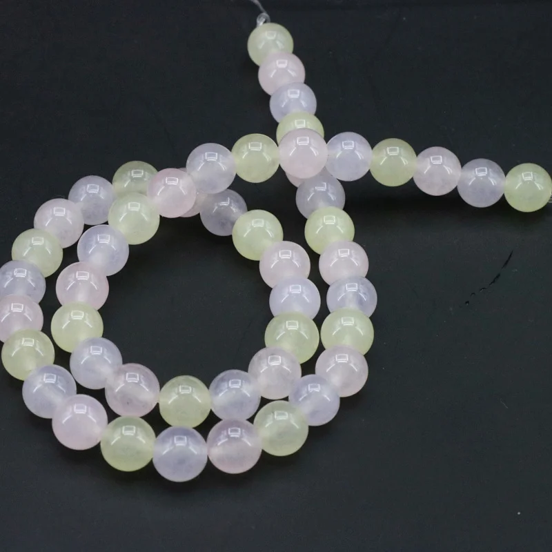 

Three color chalcedony round shape 8mm loose beads 15" DIY stone suitable jewelry making design bracelet necklace gift