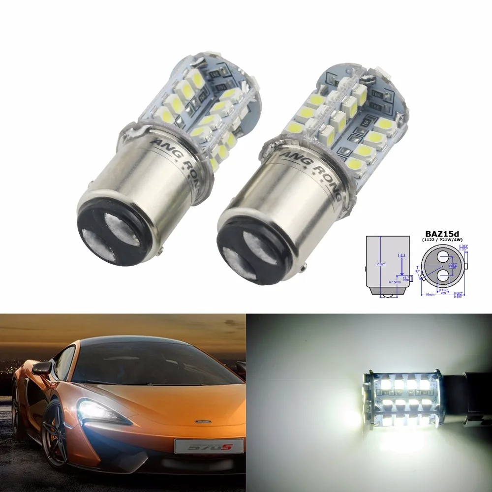 ANGRONG 2x BAZ15d P21/4W Bulb White 40 SMD LED Side Reverse Signal Tail Brake Light Lamp(CA307)