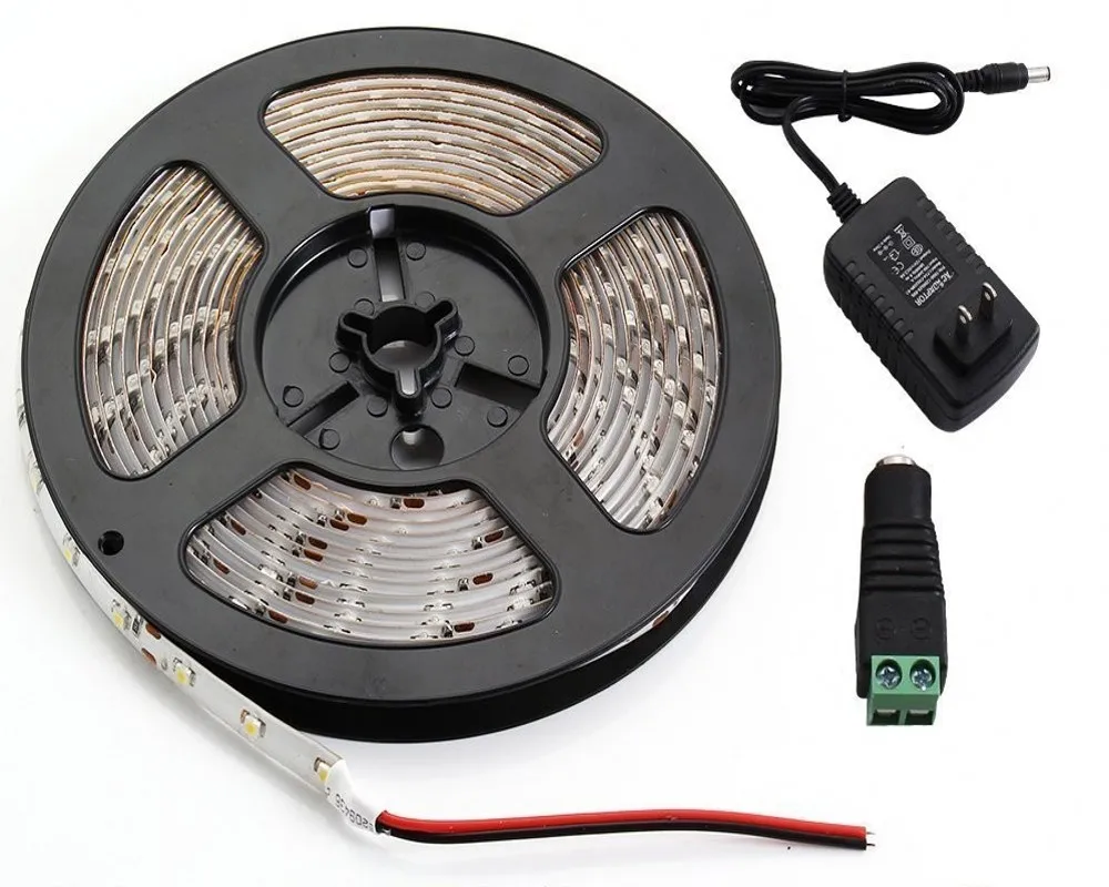 RED 5M 300 LED 3528 DC 12V LED Strip Non-Waterproof / Waterproof  Flexible Changeable Light+DC Female +2A Power Adapter