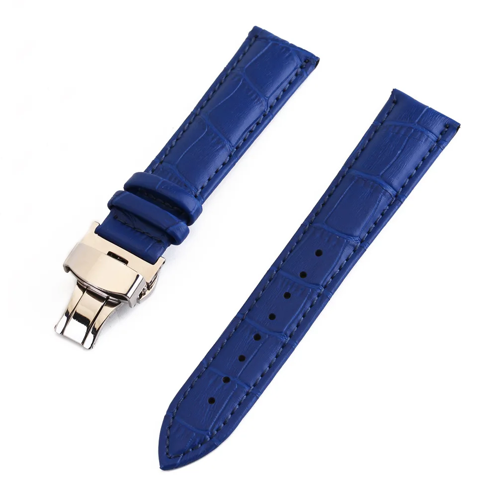 Crocodile Pattern Watchstrap 12 13 14 15 16 17 18 19 20 21 22 24mm Genuine Leather Watch Band Metal Butterfly Buckle Wrist Belt