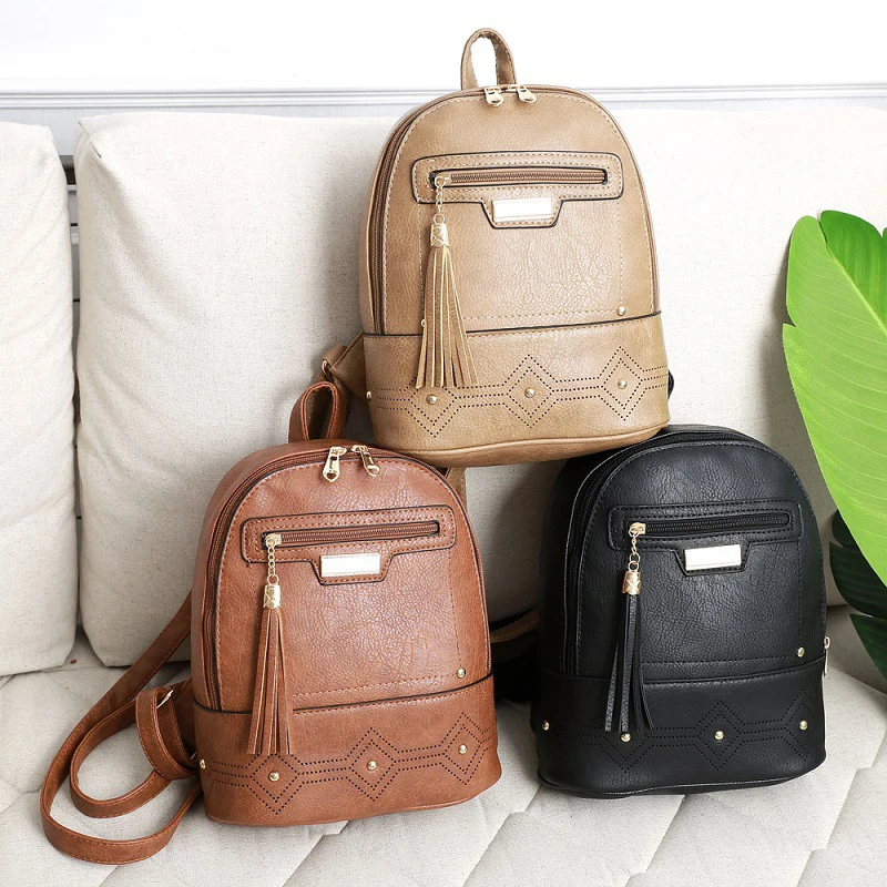 REPRCLA Vintage Women Backpack High Quality Leather Backpacks Tassel Bagpack Female Shoulder Bag Mochila Feminina School Bags