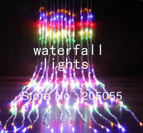 640 LED water flow waterfall curtain Lights fairy String Christmas Xmas garden Hall Window tree decor 6M(W)*3M(H)- COLORFUL