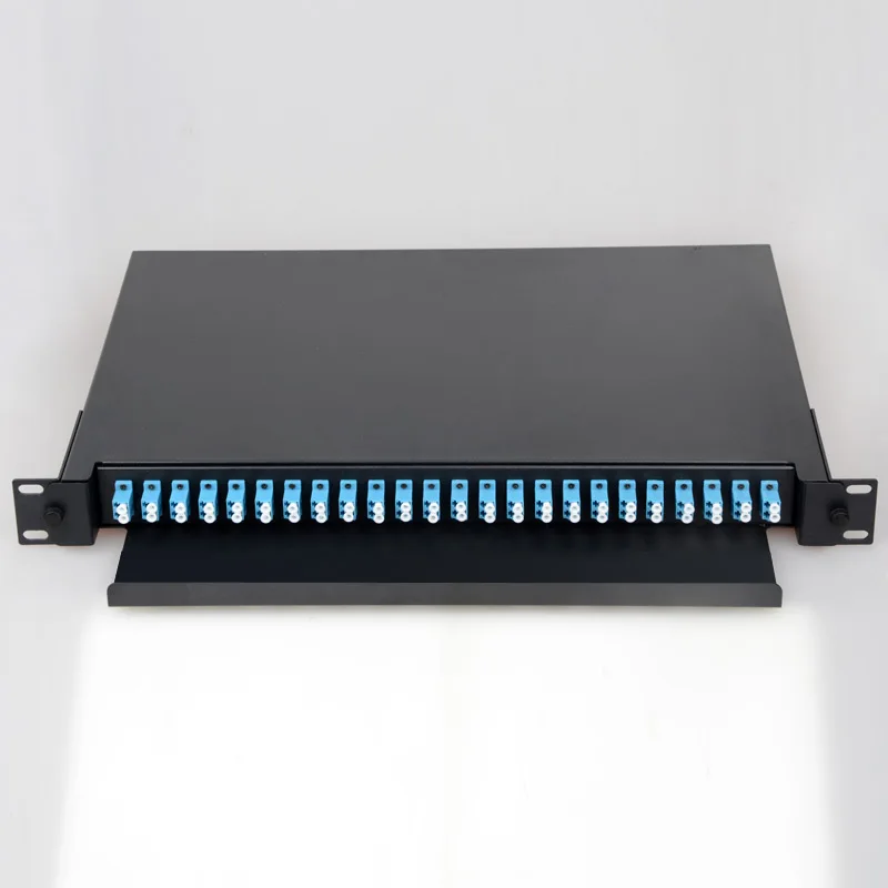 Drawer type Fiber optic terminal box 48 core Desktop LC with adapter pigtail 24 Ports Fiber optical Patch Panel Factory