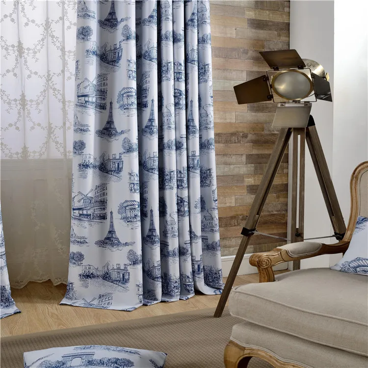 

European style Eiffel Tower printed shade curtains blackout curtains for bedroom and living room cunstom curtains