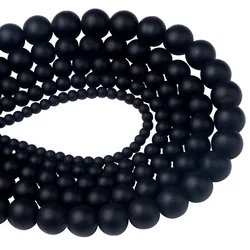 Wholesale Round Dull Polish Glass Black Matte Beads for Jewelry Making 4MM 6MM 8MM 10MM 12MM