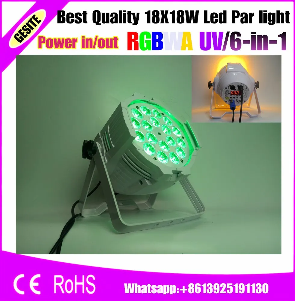 

4pcs/lot 18*18W led Par light rgbwa 6 in1 DMX waterproof Stage light for