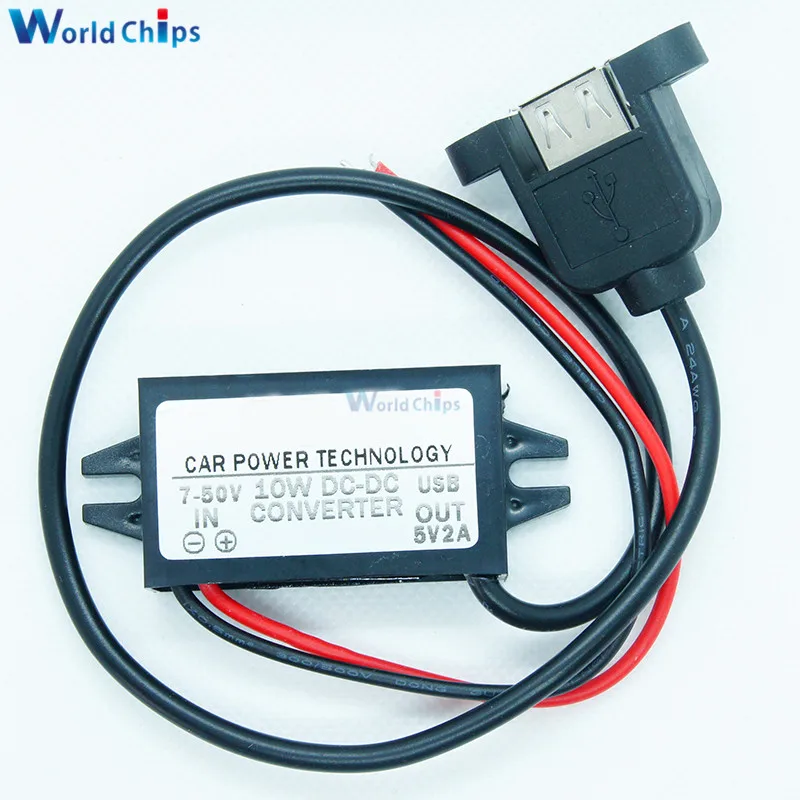 12V to 5V 2A 10W DC-DC Car Power Converter Regulator Waterproof Step Down Voltage Mini Micro USB Synchronous Rectification
