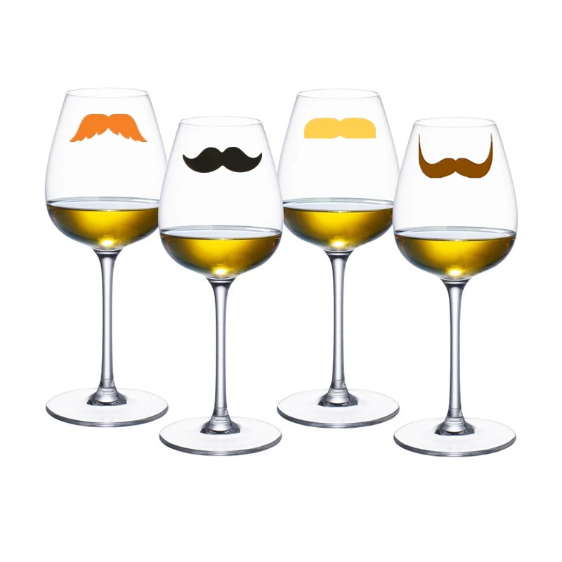 Set of 12 Reusable Lips & Mustache Silicone Sticky Wine Glass Charm Tags Markers