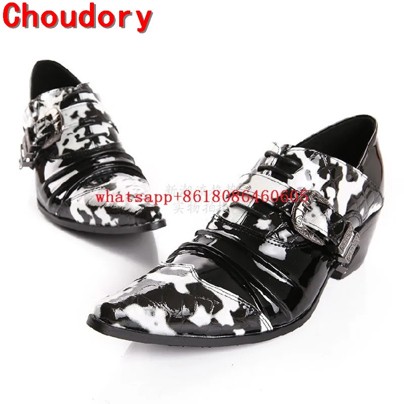 Choudory mens patent leather black shoes high heels handmade italian mens shoes mariage dress wedding 2017 oxford shoes men