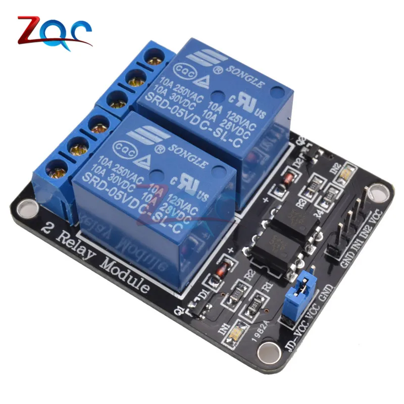 1PCS 5V 2-Channel Relay Module Shield for Arduino ARM PIC AVR DSP Electronic 5V 10A 2 Channel Relay Module