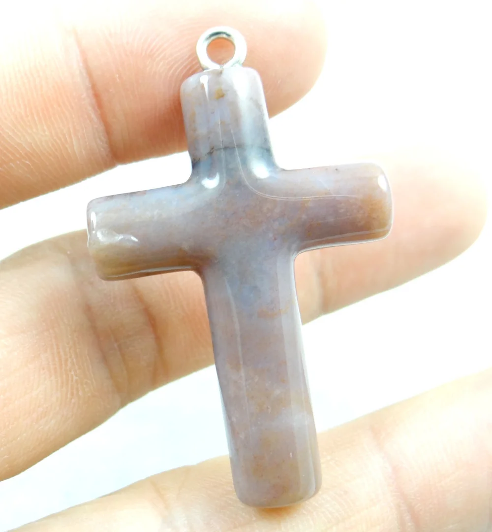 41*29MM Natural Stone Pendants Charms hand-carved cross Onyx Opal Howlite For Fine Jewelry Necklace Making A52