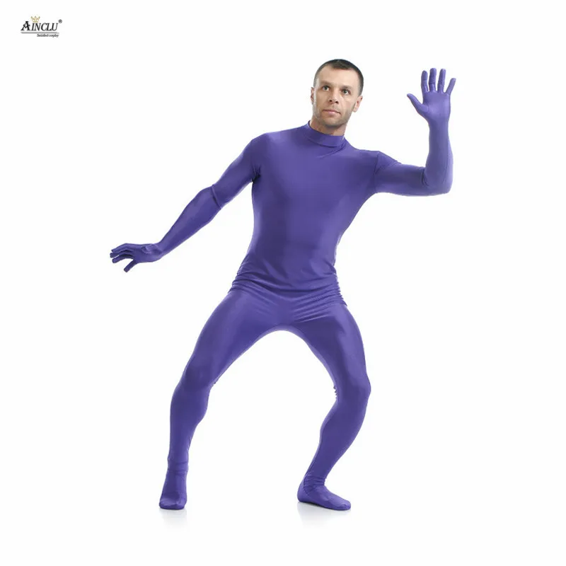 Ainclu Heren Spandex Nylon Zentai Multicolor Lichaam Tweede Huid Strakke Headless Dancewear Kostuum Hallween Volwassenen Bodysuit