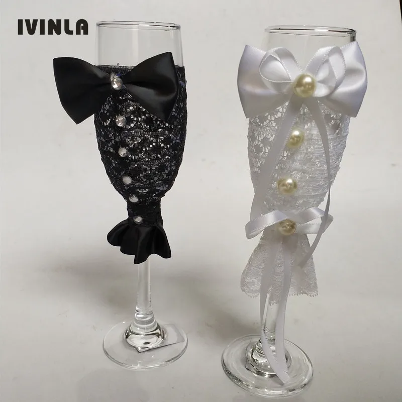 Hot selling Wedding Bride and Groom Glasses and cake knife set for wedding decoration