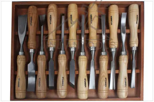 Best 12PCS Wood Carving Chisels Set Woodworking Tools Kit W/Wood Handle