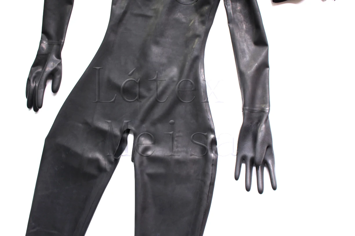 Brust löcher & ouvert volle abdeckung frauen schwarz latex bondage in Zentai einschließlich handschuhe & getrennt hauben mit zurück zip