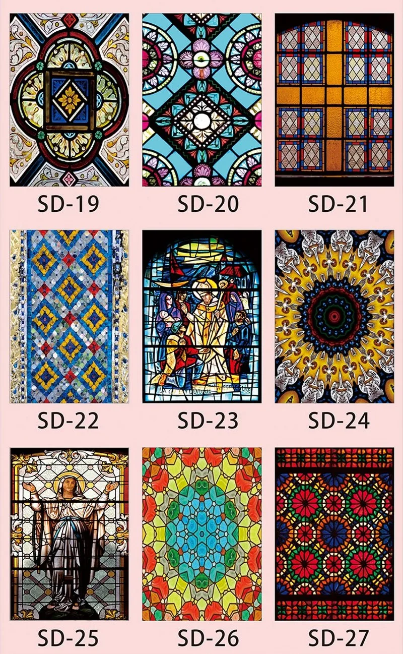 Custom Size Window Film Static Cling Church Stained Window Sticker Frosted Drop-Shipping Furniture Foil Home Decals Glass Foil