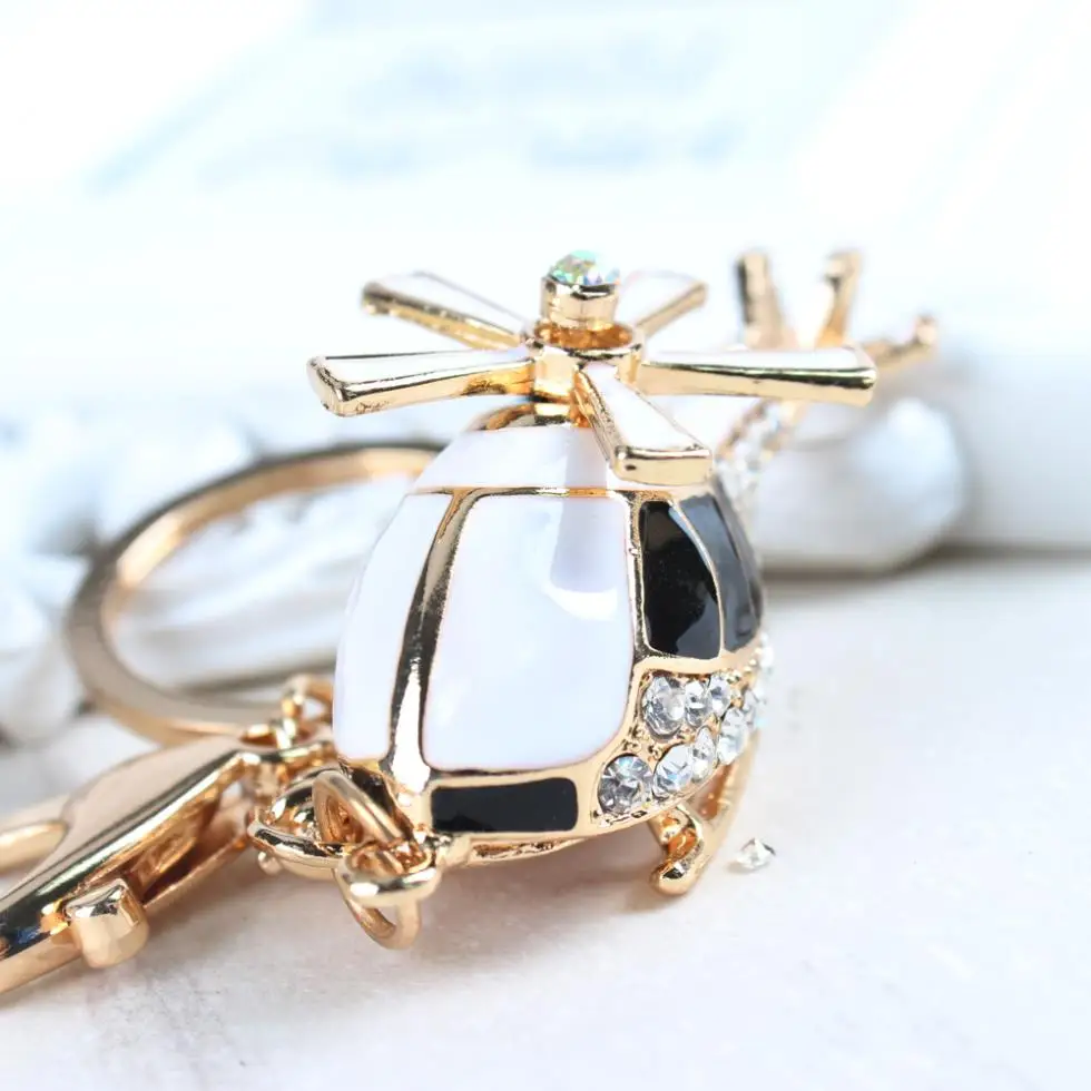 Mini Plane Helicopter Charm Pendant Lovely Crystal Purse Bag Car Keyring Key Chain Jewelry friend Gift