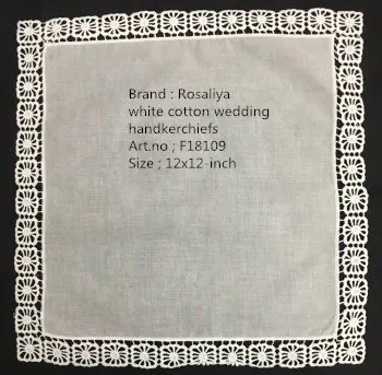 Set of 12 Fashion Ladies Handkerchiefs White Cotton Wedding Bridal Handkerchief Vintage Embroidered Lace Hankie Hanky 12x12-inch