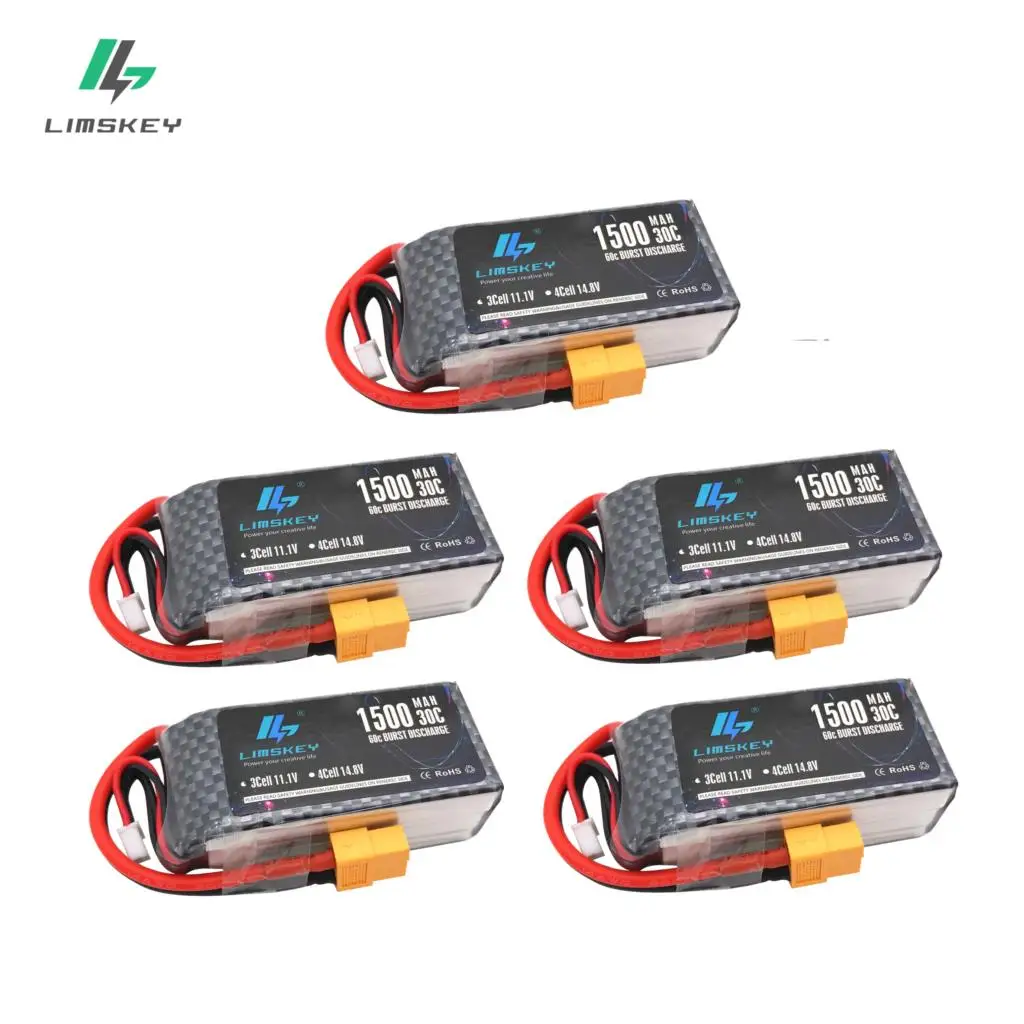 HOT 5pcs LiPo Battery 11.1V 1500Mah 3S 30C MAX 60C JST/T/XT60 Plug For RC Car Airplane boats Helicopter Part For WLtoys V950