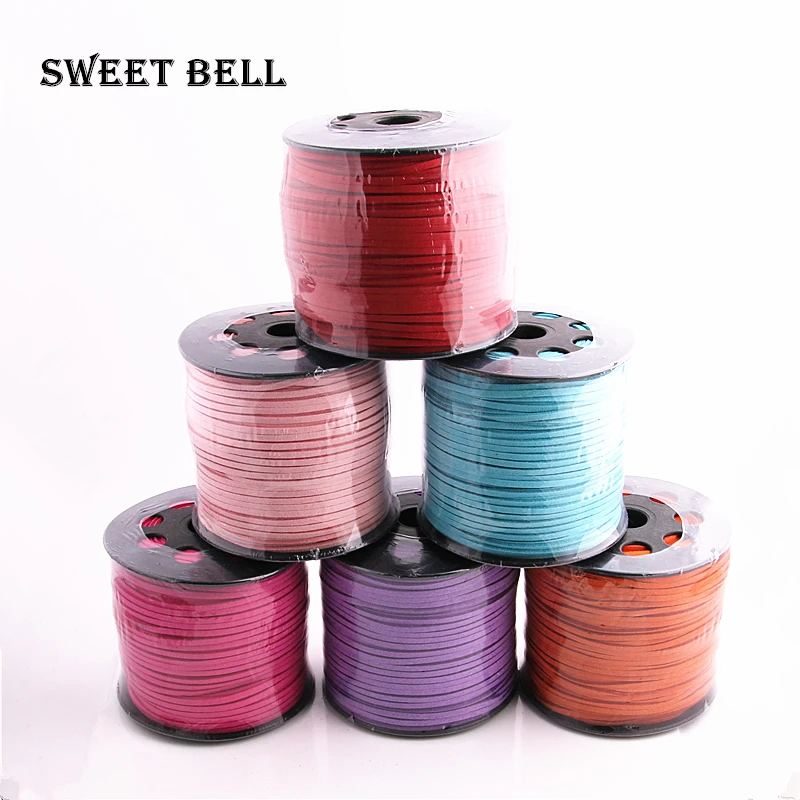 

100 Yards Mixed Color 3x1.5mm Flat Faux Suede Velvet Leather Cord String Rope Lace Beading Thread DIY Jewelry Findings SZ0001