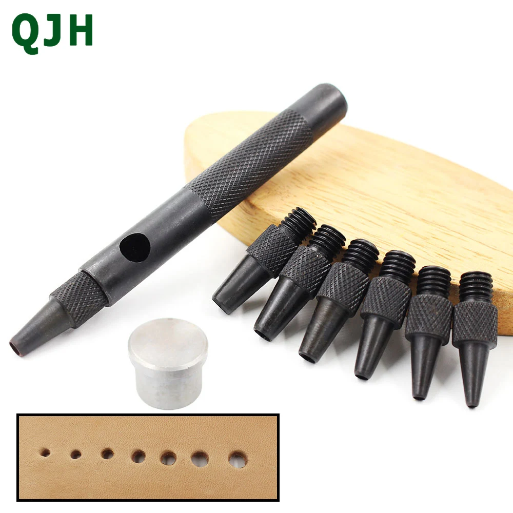 QJH Leather Hole Punch Removable Round Belt Punch Hole Screw Punch Leather Tools 2.0/2.5/3.0/3.5/4.0/4.5/5.0mm