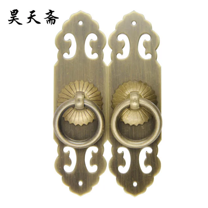 [Haotian vegetarian] Chinese classical furniture antique classic antique copper fittings copper blessing to handle HTC-192