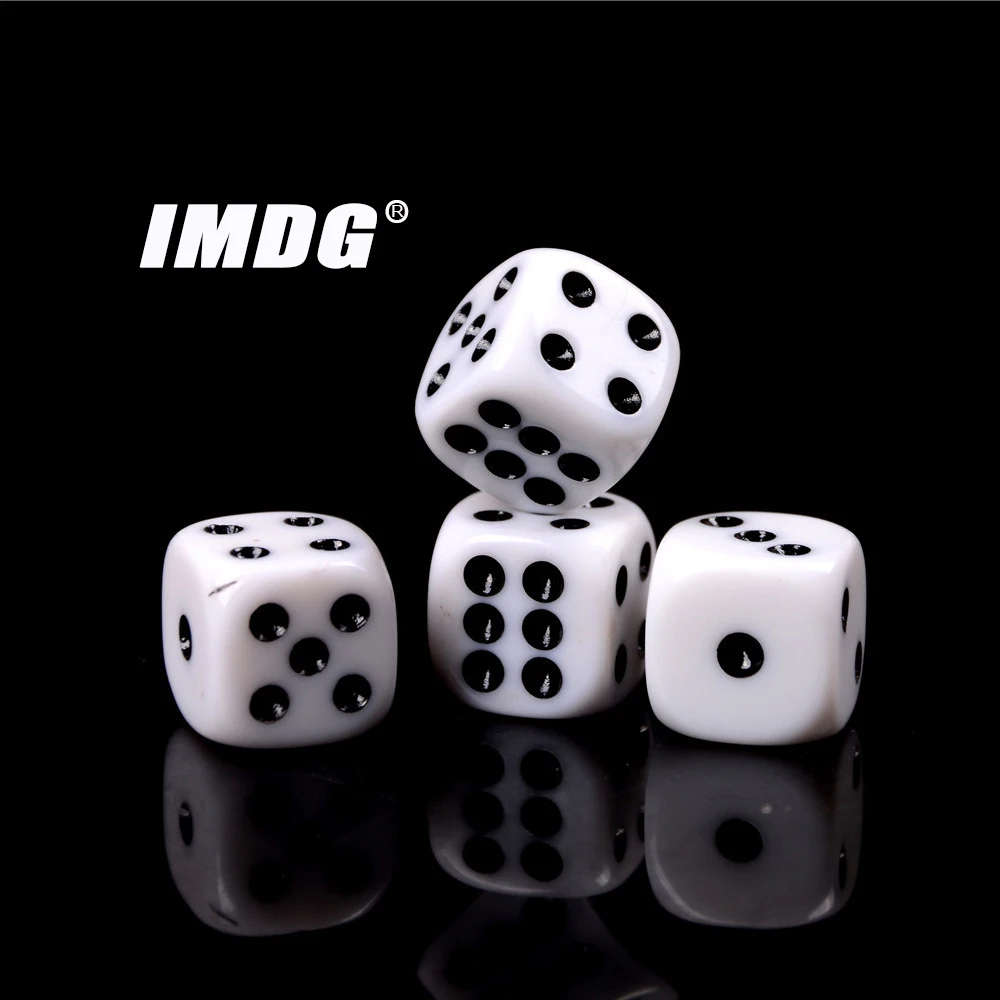 100pcs/Pack Acrylic Dice 12mm White Black Dot #12 Round Corner High Quality Boutique Dice