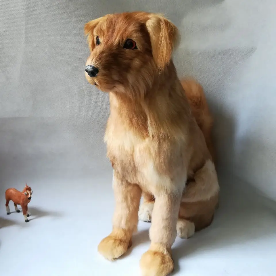 

real life toy Golden retriever dog polyethylene&furs large 50x45cm squatting dog model handicraft home decoration gift b2038