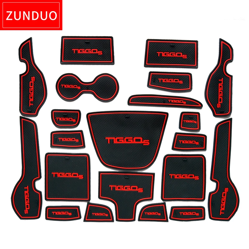 ZUNDUO Gate slot pad  For Chery Tiggo 5 Cowin X5 2014 2015 2016 2017 2018 Grand Tiggo5 Interior Door Pad/Cup Non-slip Mats