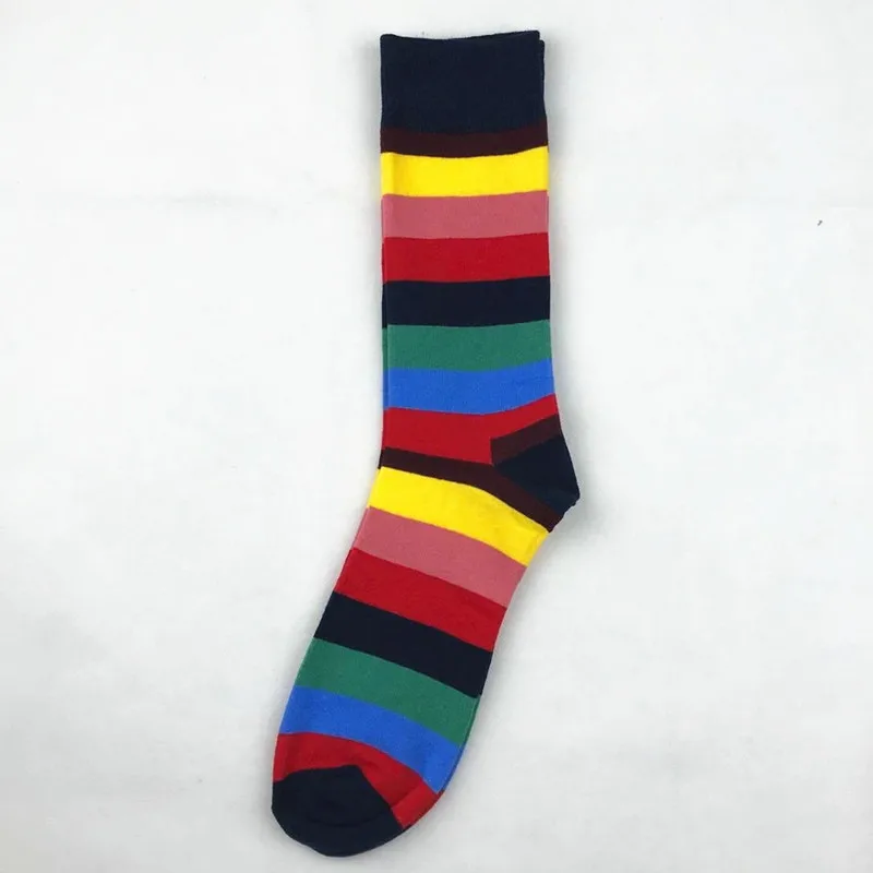 PEONFLY Men Fashion Happy Socks 28 Colors Striped Plaid Diamond Cactus funny Sock male high Quality casual colorful Cotton Socks