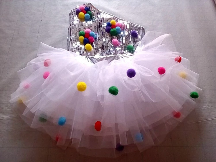 Children girls sequined costumes jazz modern jazz dance costume catwalk show clothes children tutu veil