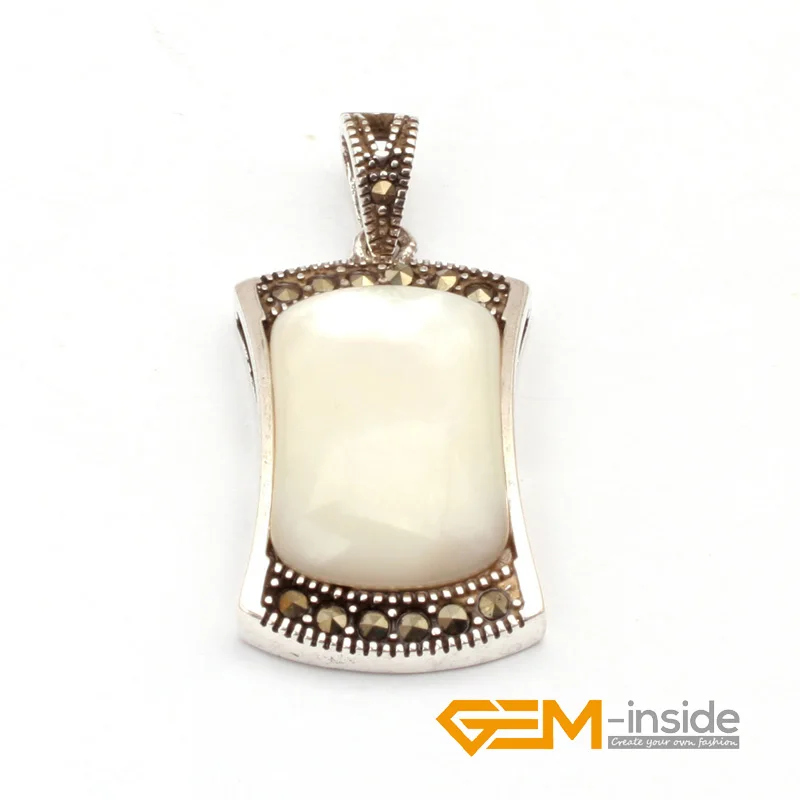 Jewelry Sets White Shell Rectangle Antiqued Tibetan Silver Ring Fashion Earrings Pendant For Party Women Gifts