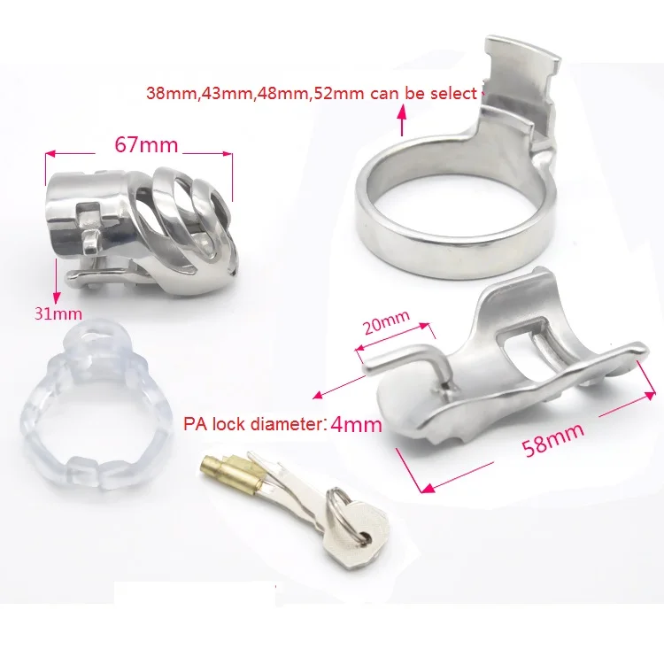 Stainless Steel 3D Male Short Cock Cage Detachable PA Lock Substitutable Nail Penis Ring Chastity Device BDSM Sex Toy A359