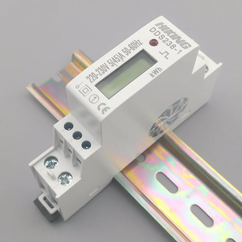 5(45)A 45A 220V 50HZ 60HZ LCD display Single phase Din rail KWH Watt hour din-rail energy meter