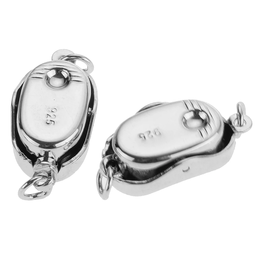2 pcs 925 Sterling Silver Color Connector Buckle Clasp for DIY Necklaces Bracelets Jewelry Makings Findings Supply Accessories