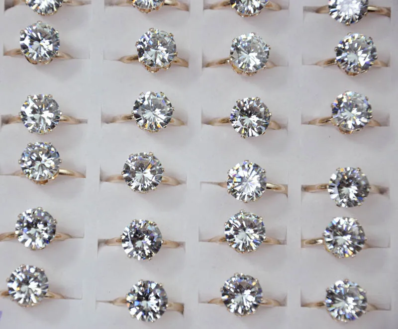 15Pcs 1.75ct Zircon Rose Golden Engagement Rings for women Wedding rings lots female anel Austrian Crystals Jewelry LR4052