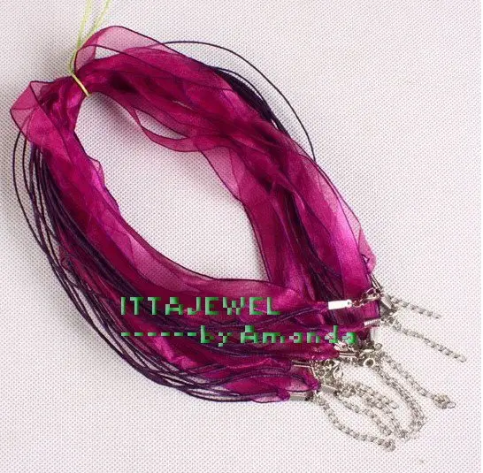 

100X 4+1 DIY Jewelry Accessory Ribbon Cord , Rose-carmine color, 100pcs free shipping