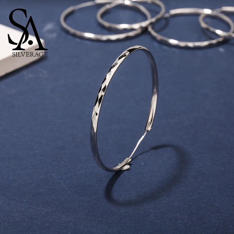 

SA SILVERAGE Silver Pin Fine Jewelry Hoop Earrings for Women Hanging Earrings Long Earrings Huggie Earrings