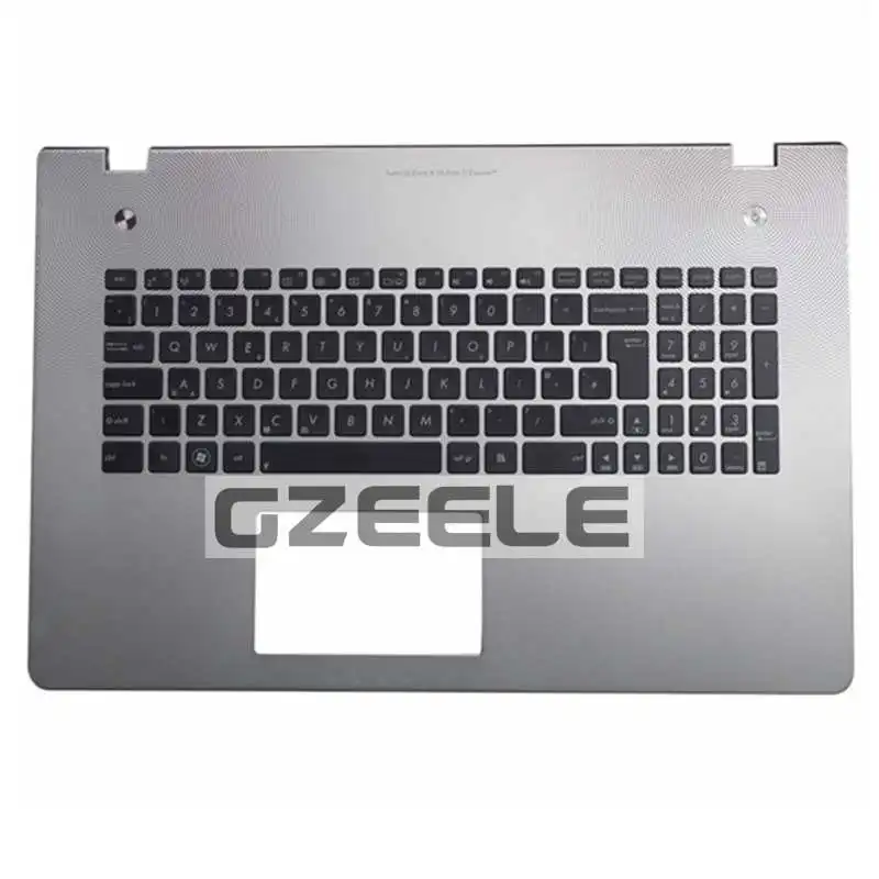 GZEELE dla ASUS N76 N76V N76VB N76VJ N76VM N76VZ UI układ klawiatury ze srebrnym górna obudowa do opierania dłoni KB bezel srebrny
