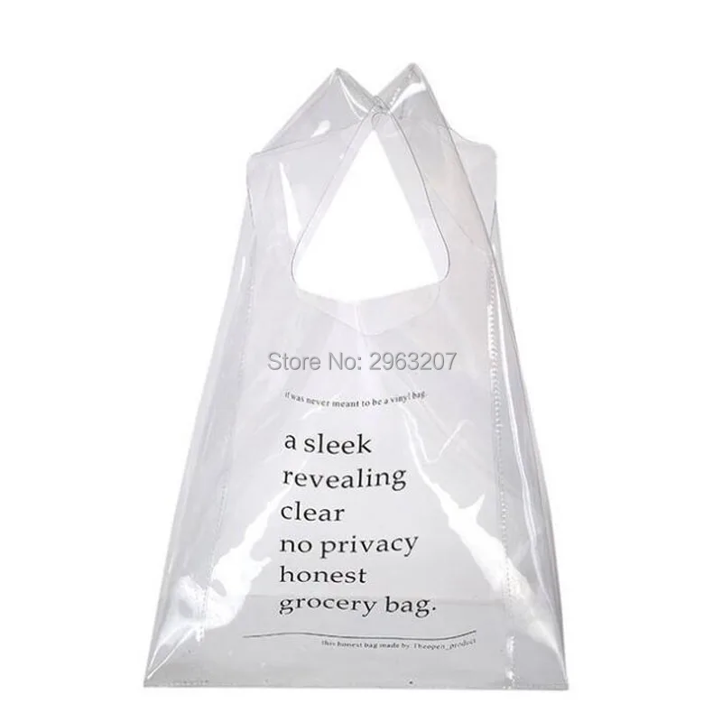 50pcs Fashion Clear Bags Handbags for Girls PVC Tote Bag Women Purse Clear Clutch Transparent Beach Casual Shopping Bags