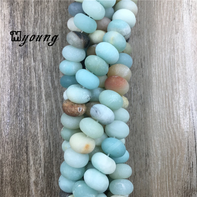 Matte Amazonite Abacus Beads,Natural Stone Rondelle Beads For Jewelry Making, 5Strands/Lot  MY0004