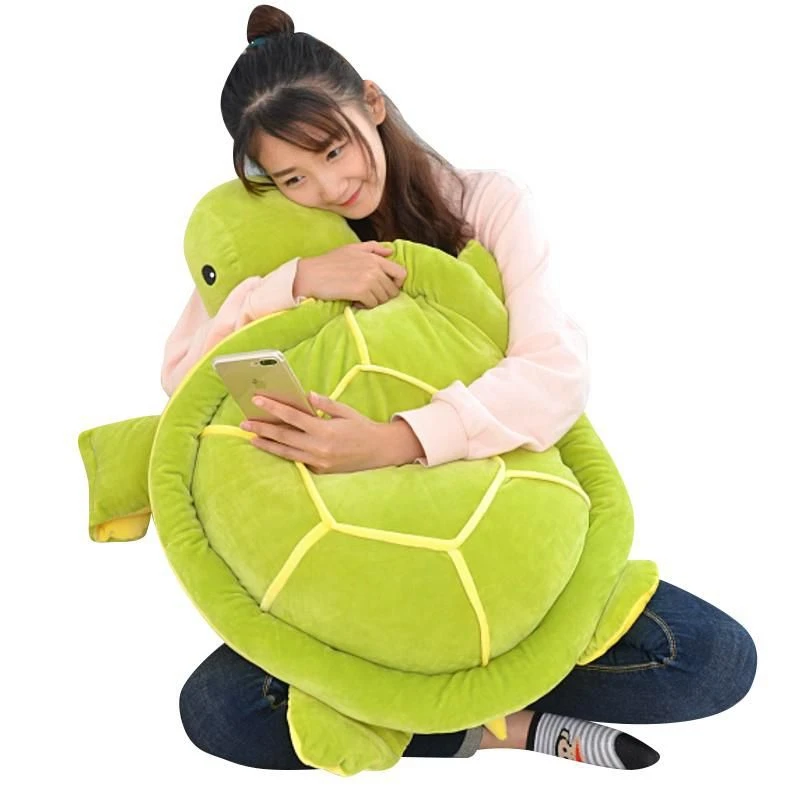 Dorimytrader Soft Animal Tortoise Plush Pillow Big Stuffed Cartoon Green Turtle Toy Doll Gift for Kids Decoration 31inch 80cm