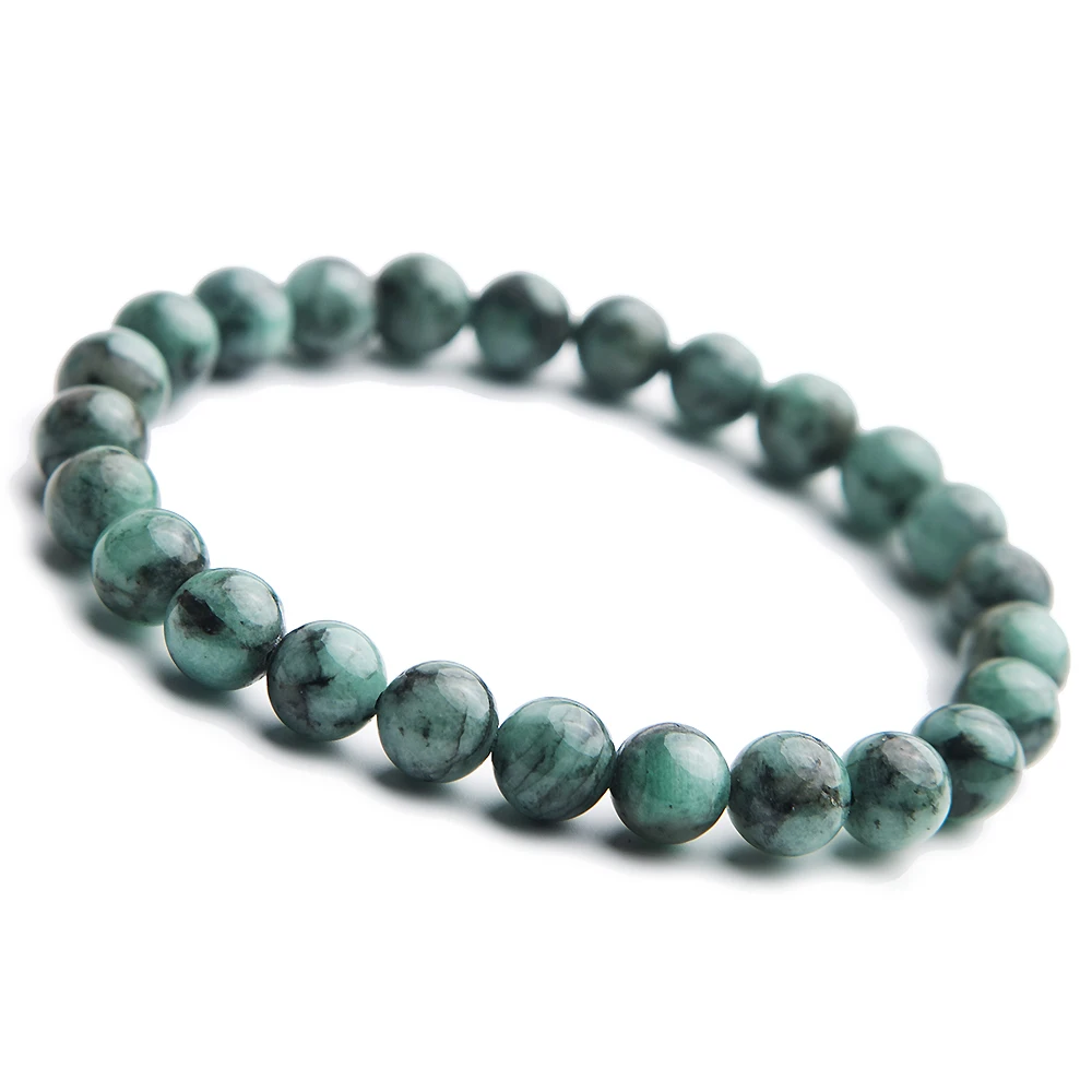 Pulsera de cuentas redondas de cristal de Esmeralda verde Natural auténtica para mujer, pulsera de piedras preciosas de 7mm, 8mm, 9mm, 10mm, joyería más rara AAAAA