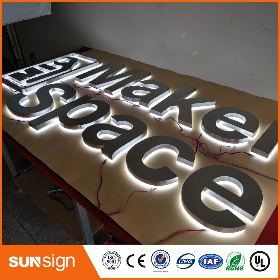 Factory Outlet outdoor metal backlit led letters sign for building