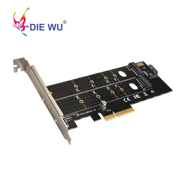 PCIe to M Key B Key SATA Port Expansion Converter Adapter PCI Express to M.2 NVMe SSD NGFF Riser Card Expansion Card TXB044